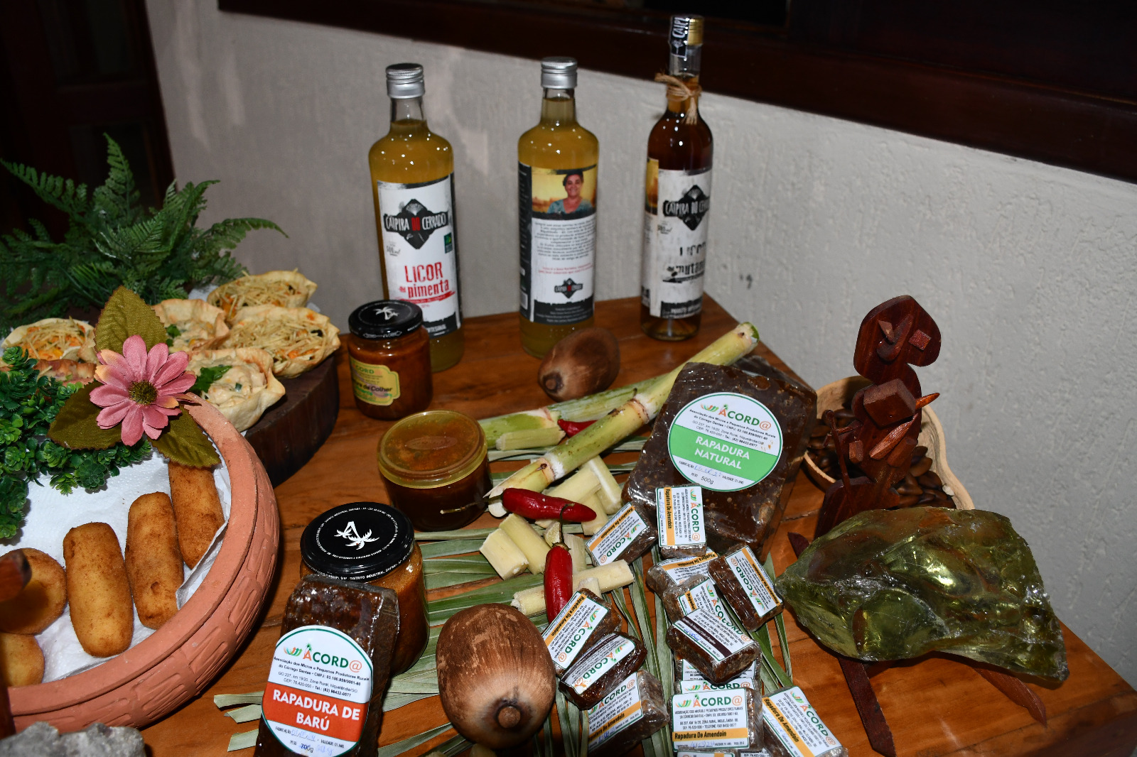 Cooperativas familiares de diversas regiões rurais de Niquelândia também expuseram produtos naturais feitos com frutos de Cerrado que serão comercializados durante o festival gastronômico [Foto: Elaine Alves – Especial para o Excelência Notícias]